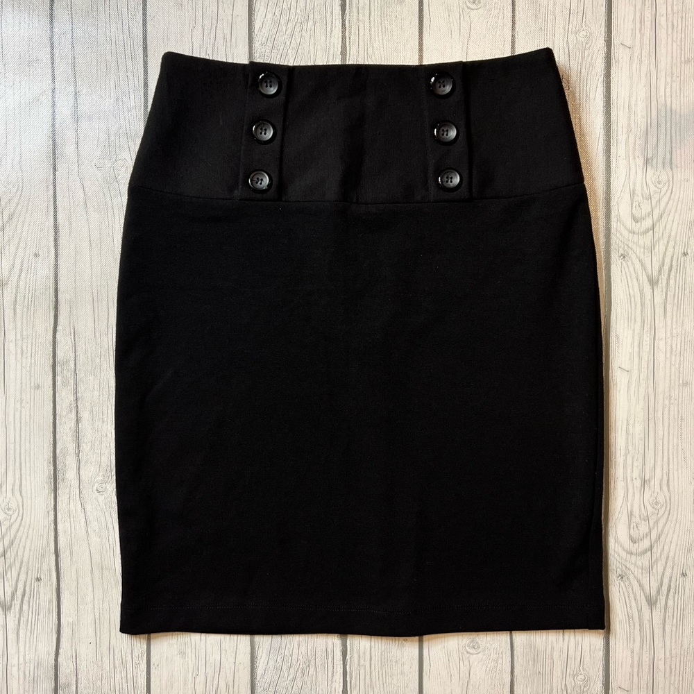 Black high waisted pencil skirt size 9 medium IZ Byer California brand knit